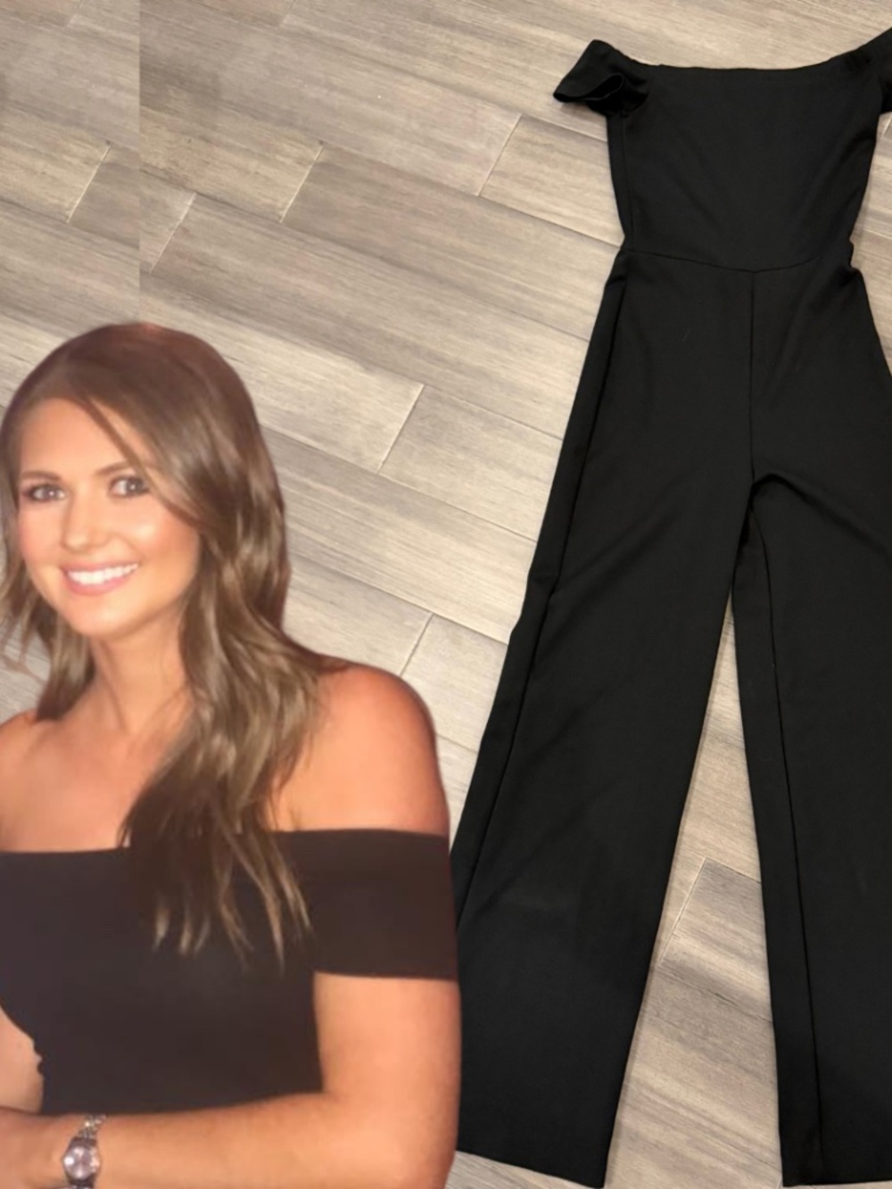 Lulus Black Off-the-Shoulder Jumpsuit Size XS